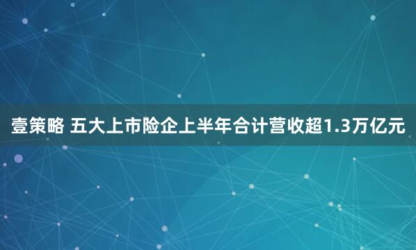 壹策略 五大上市险企上半年合计营收超1.3万亿元